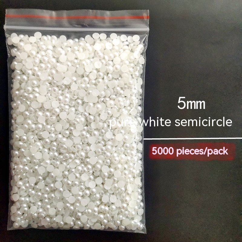 Manicure Flat Semicircle Pure White Rice White Pearl - Image 11