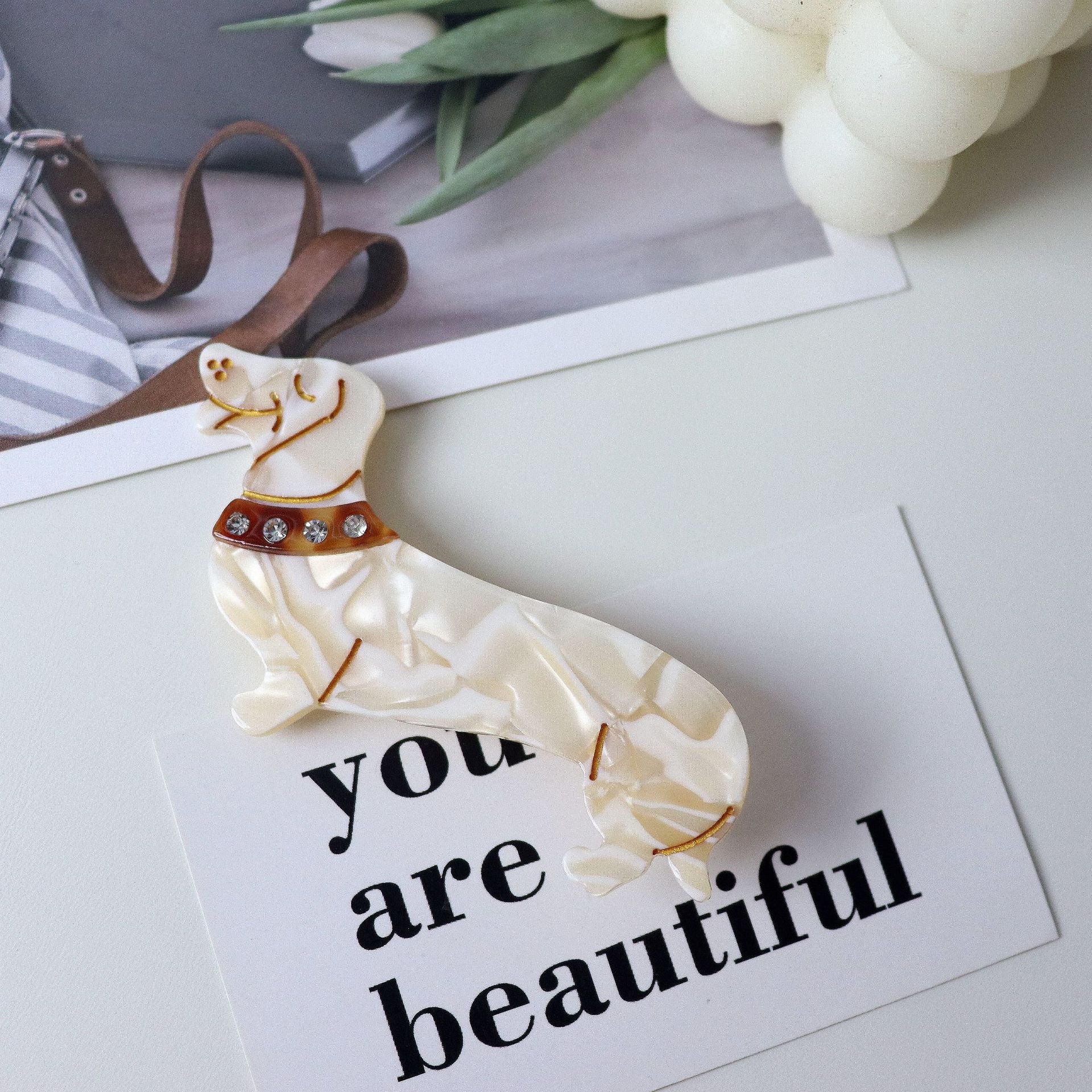 Korean Style Cellulose Acetate Tablets Sausage Dog-shaped Barrettes - Image 2