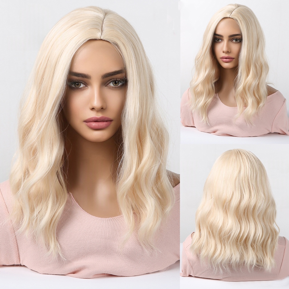 Womens Short Curly Wig With A Blunt Fringe And A Middle Part - Image 3