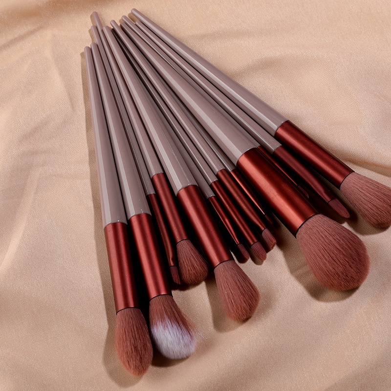 13 PCs Purpleflower Holly Leaf Makeup Brushes Suit Soft Hair - Image 7