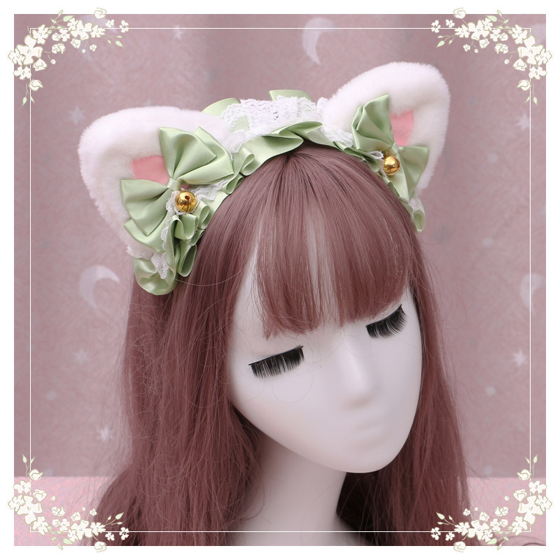 A lovely japanese Lolita hairdress, Catwoman Plush Lolita headdress, lace cat ear hair band - Image 33