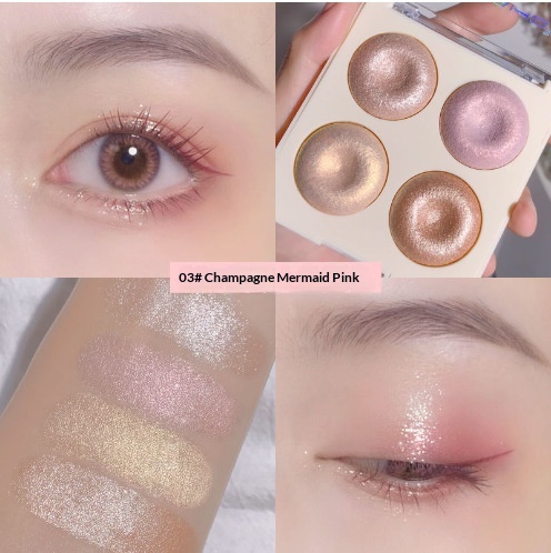 Four-color Baked Highlighter Palette With Shimmering Glittery Eyeshadow - Image 3