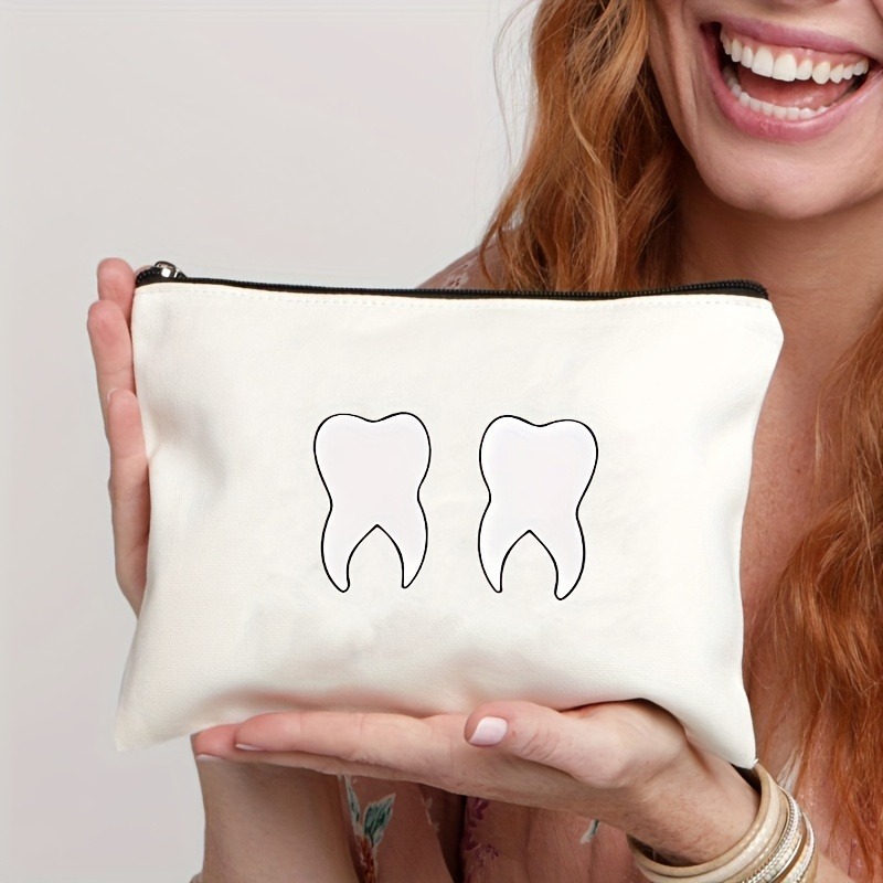 Tooth-patterned Canvas Zip Pouch For Kids Travel - Image 15