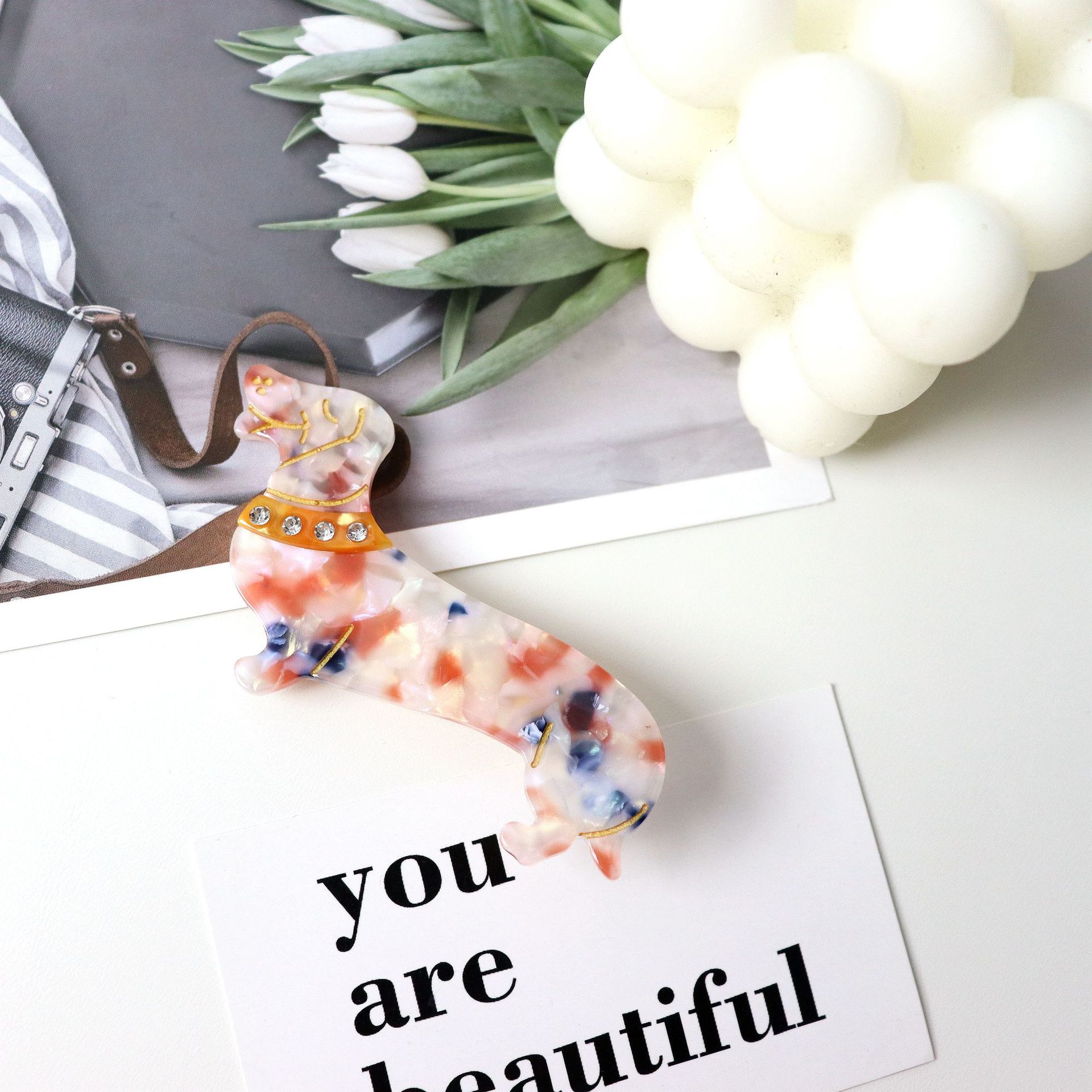 Korean Style Cellulose Acetate Tablets Sausage Dog-shaped Barrettes - Image 6