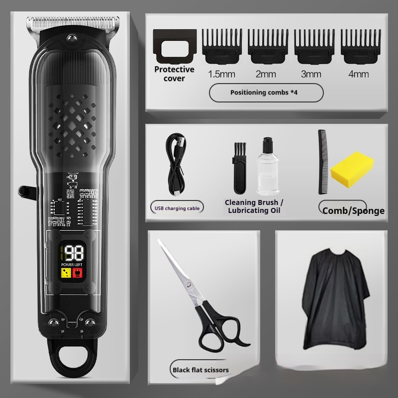 Transparent Hair Clipper Electric Push