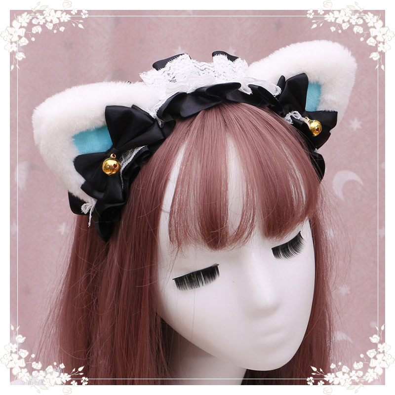 A lovely japanese Lolita hairdress, Catwoman Plush Lolita headdress, lace cat ear hair band - Image 8