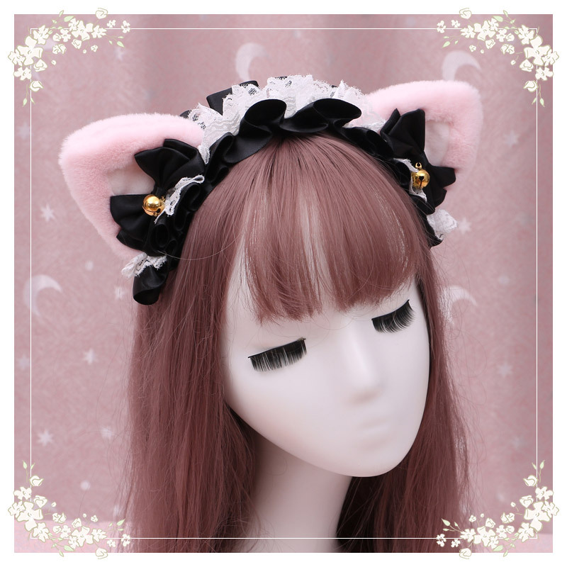 A lovely japanese Lolita hairdress, Catwoman Plush Lolita headdress, lace cat ear hair band - Image 31