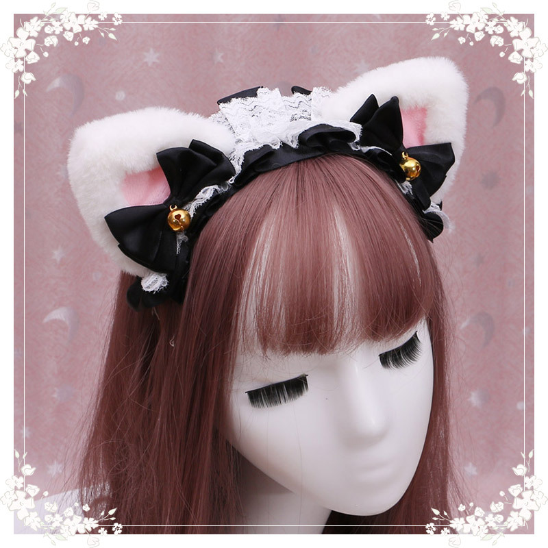 A lovely japanese Lolita hairdress, Catwoman Plush Lolita headdress, lace cat ear hair band - Image 9