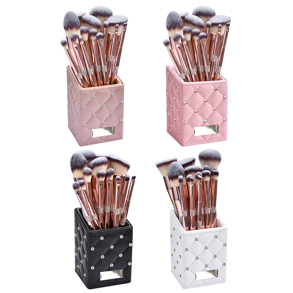 Portable Home Electroplated Rose Gold Makeup Brush Suit - Image 4