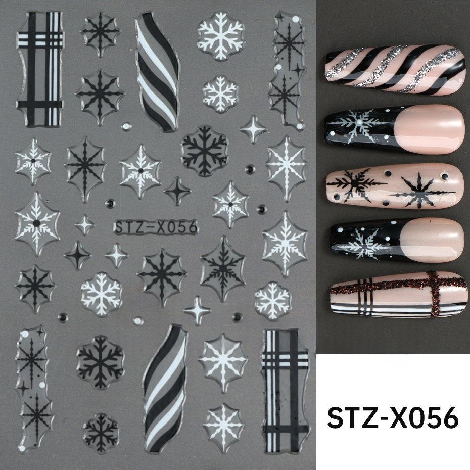 Nail Art Stickers Valentines Day Black-and-white Heart French-style With Irregular Line Designs - Image 10