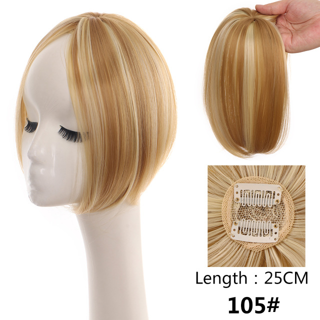 Women's Head Hair Replacement Center-parted Wig Air Side Bangs Two-card Straight Hair - Image 9