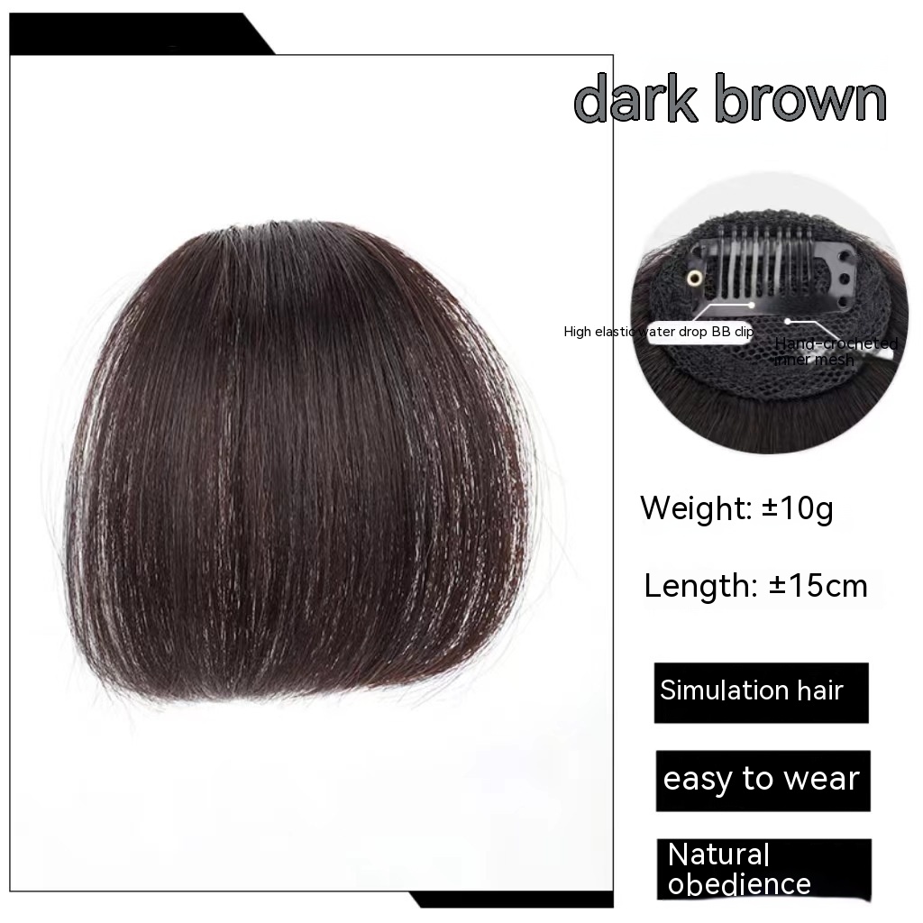 Natural Forehead Artificial Hair Straight Bangs Wig Set Seamless Invisible Wig Set - Image 3