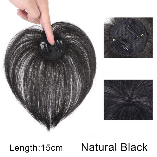 Women's Head Hair Replacement Center-parted Wig Air Side Bangs Two-card Straight Hair - Image 2