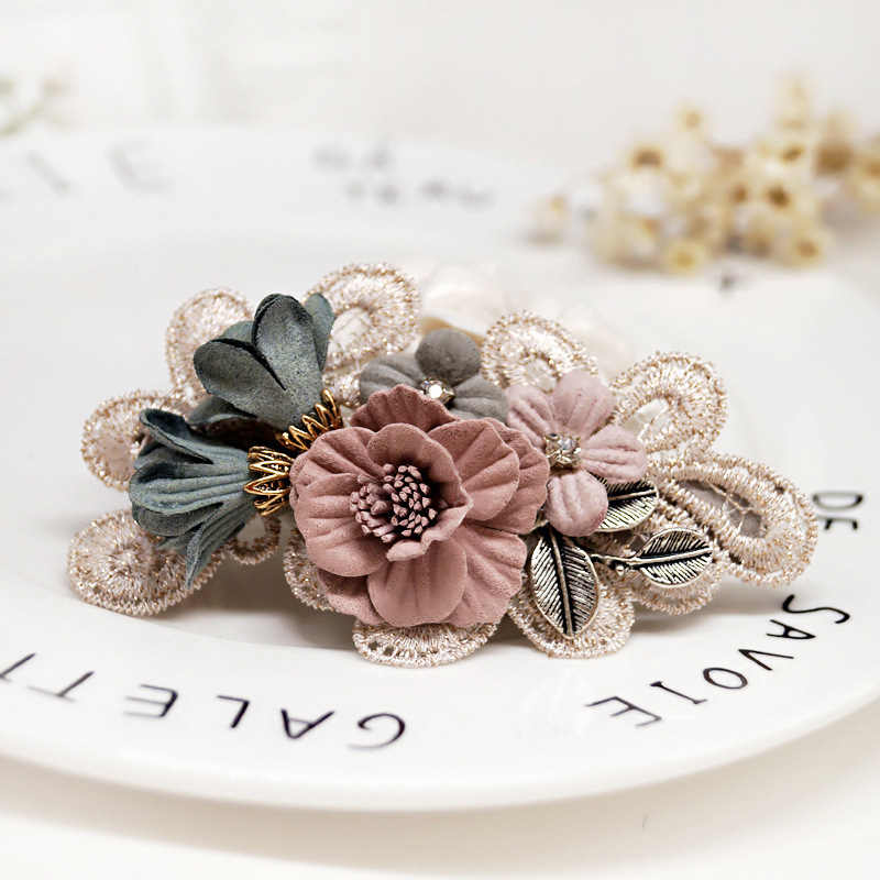 Handmade Bow Hair Accessories Barrettes Hair Ring Pearl Elegant Girl Headdress Flower - Image 3