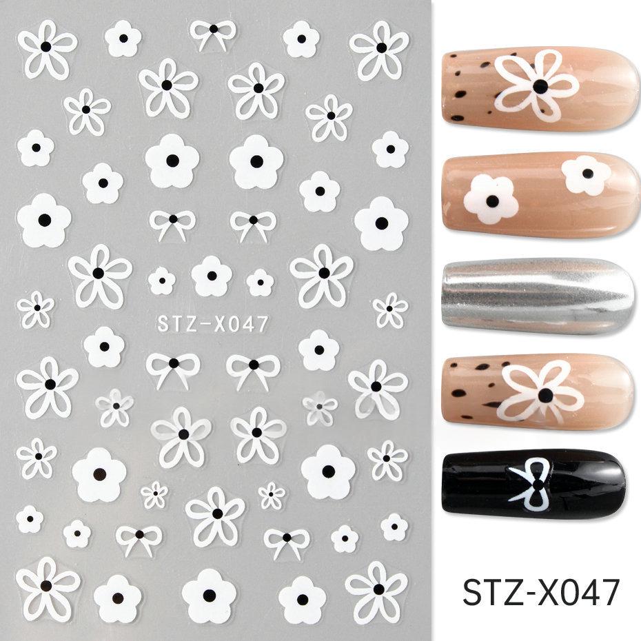 Nail Art Stickers Valentines Day Black-and-white Heart French-style With Irregular Line Designs - Image 15