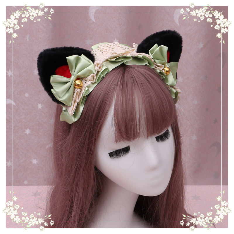 A lovely japanese Lolita hairdress, Catwoman Plush Lolita headdress, lace cat ear hair band - Image 25