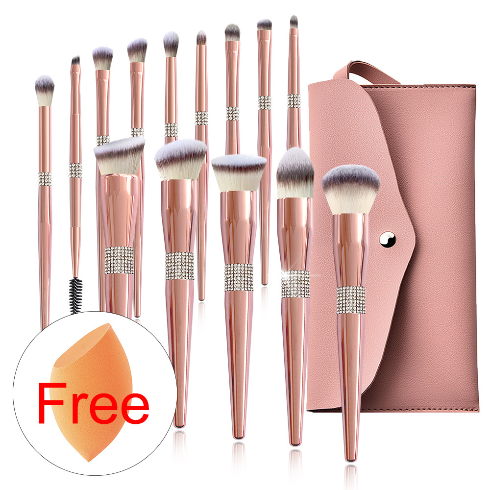 Portable Home Electroplated Rose Gold Makeup Brush Suit - Image 6