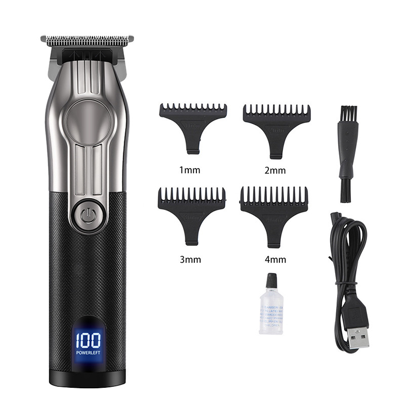 LCD Digital Display USB Charging Retro Oil Head Carving Hair Clipper - Image 5