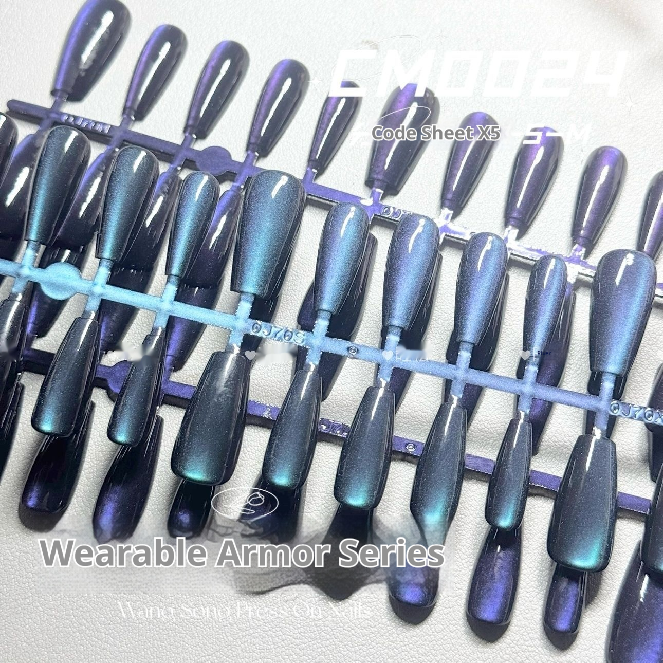 Solid Color Cat Eye 24 Blue Green Chameleon Sweet Cool Simple Wear Nail Tip - Image 2