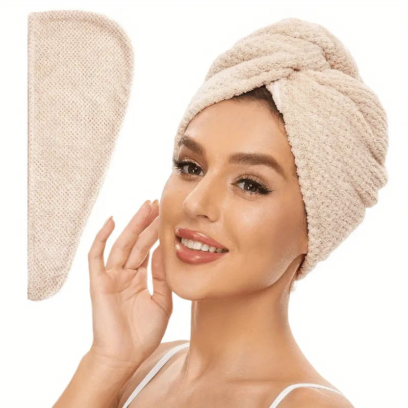Womens Coral Fleece Hair Drying Cap Highly Absorbent - Image 2