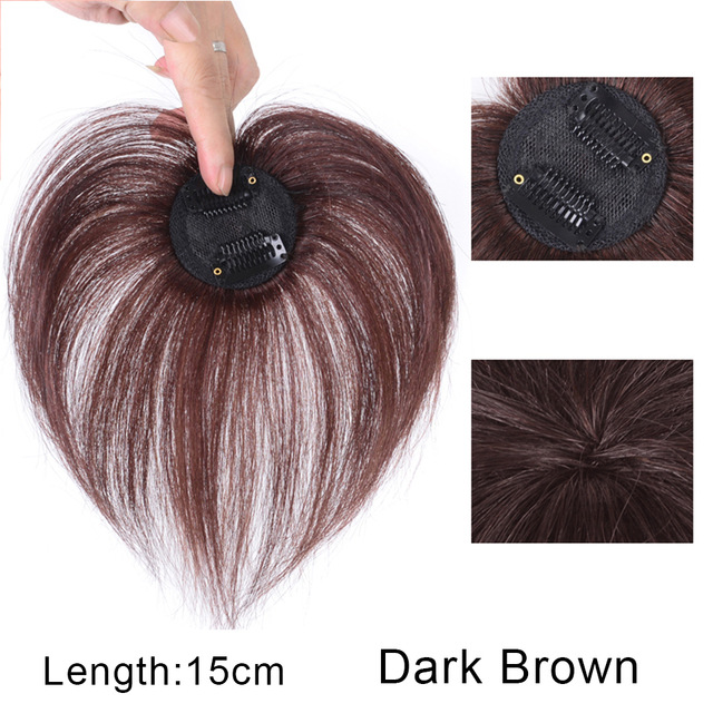 Women's Head Hair Replacement Center-parted Wig Air Side Bangs Two-card Straight Hair - Image 3