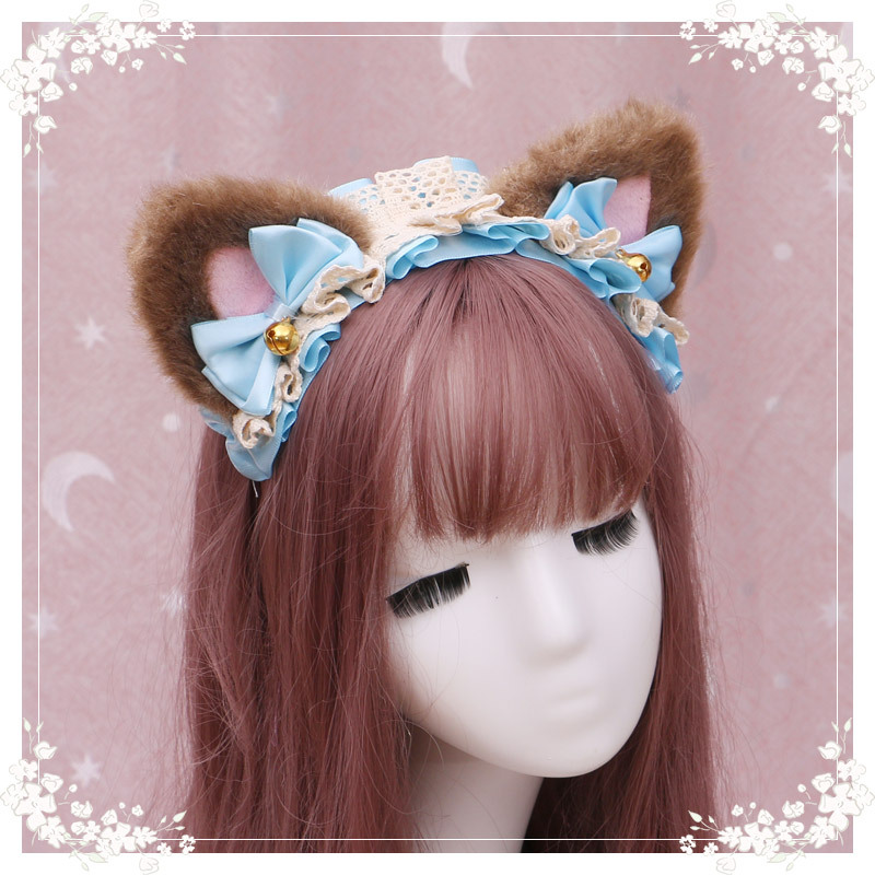 A lovely japanese Lolita hairdress, Catwoman Plush Lolita headdress, lace cat ear hair band - Image 17