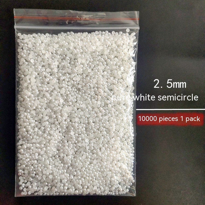 Manicure Flat Semicircle Pure White Rice White Pearl - Image 8