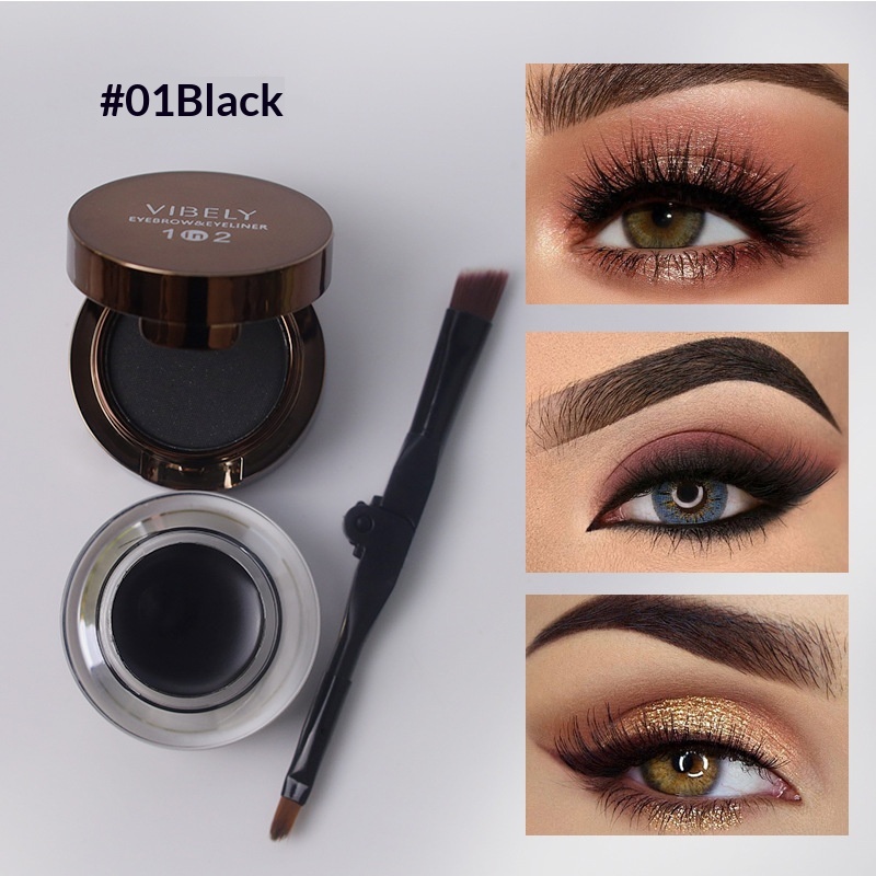 Waterproof Sweat-proof And Smudge-proof 2-in-1 Dual-color Eyeliner And Brow Gel