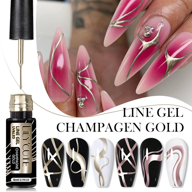 Metal Painted Cable Gel Nail Polish Nail Art Cable Adhesive Hoy Side Silver Phototherapy Metalic Glue - Image 2