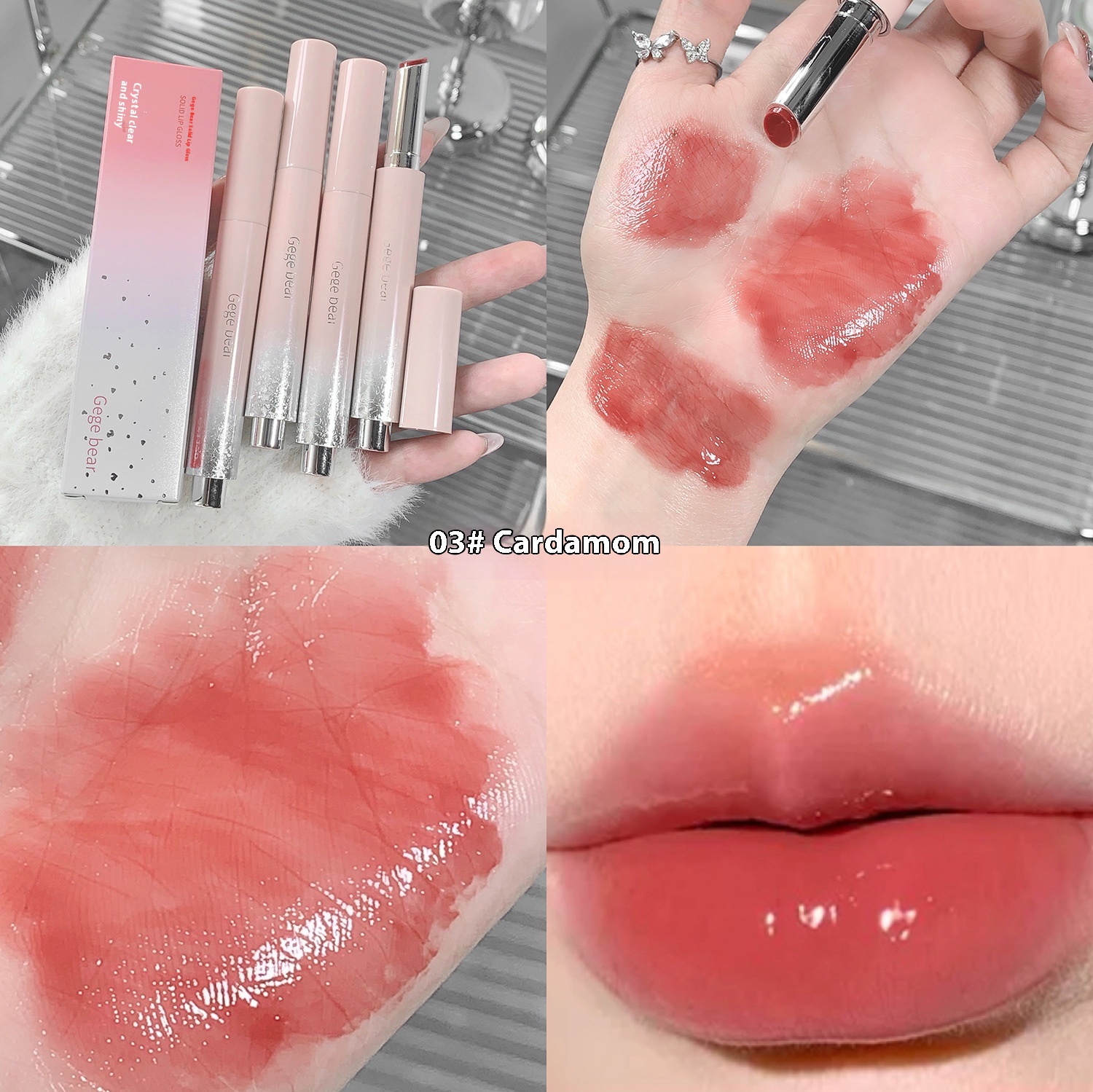 Solid Lip Gloss Water Light Mirror Press Lipstick - Image 3