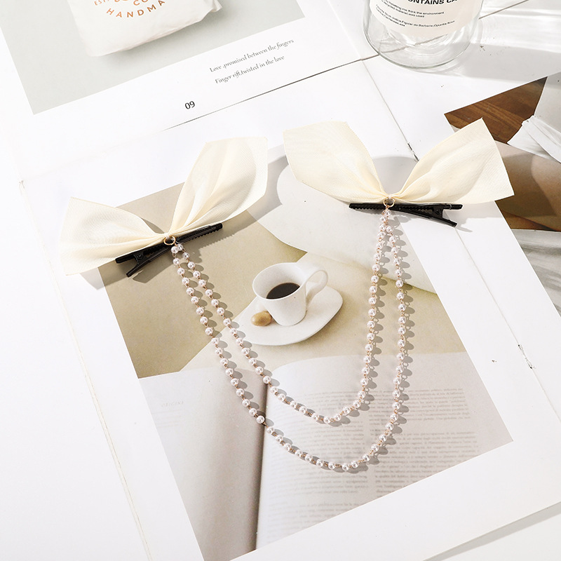 Fashion Bow Pearl Fringe Hair Clip - Image 5