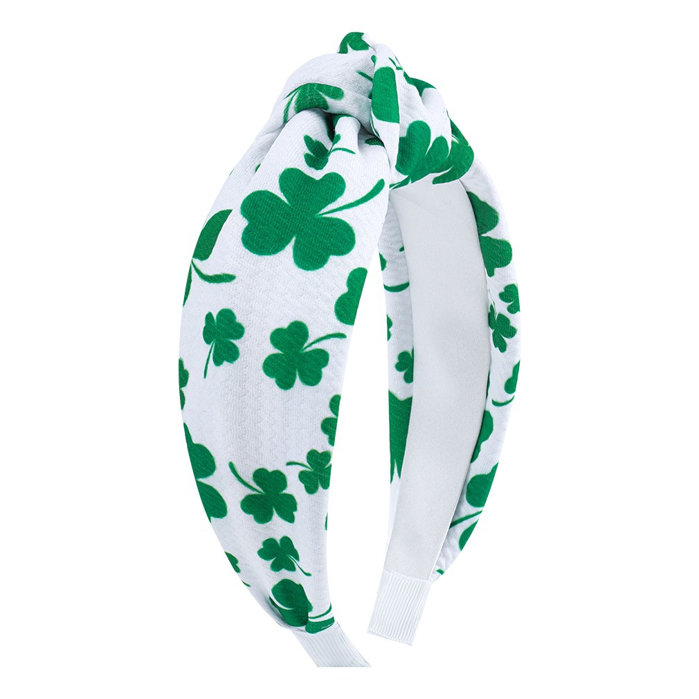 St Patrick's Holiday Clover Seersucker Knotted Hair Hoop
