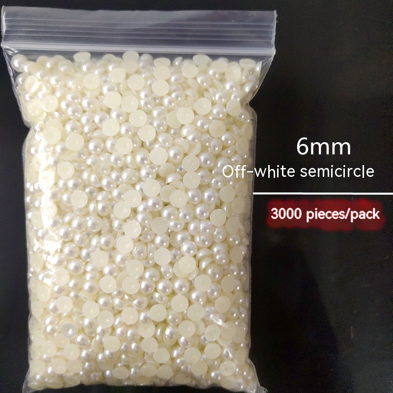 Manicure Flat Semicircle Pure White Rice White Pearl - Image 6
