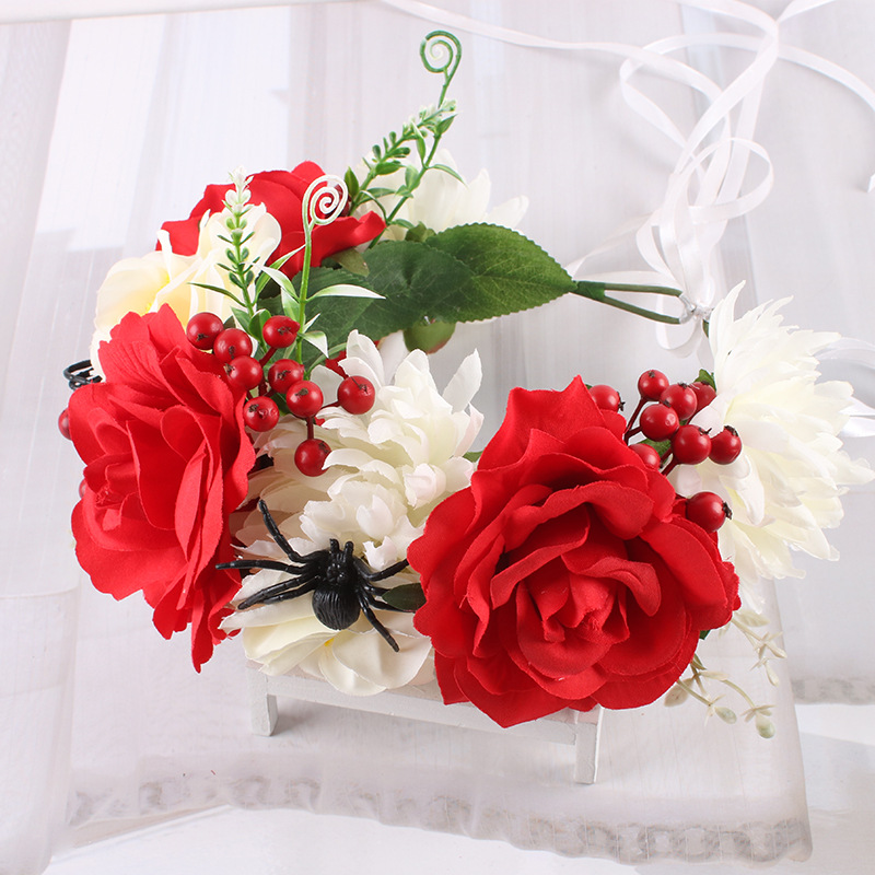 European And American Popular Christmas And Halloween Headdress Simulation Roses - Image 2