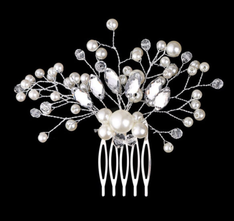 Korean Exquisite Pearl Comb Diamond Crystal Fork Handmade Hairpin Bridal Headwear Accessories - Image 5