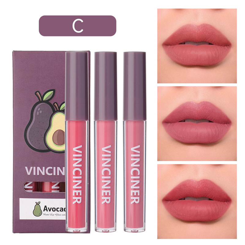 3 Fruits Lip Glaze Set Matte Finish Nonstick Cup - Image 3