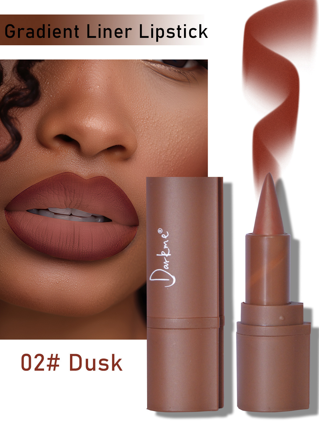 Gradient Coloring Lip Liner Matte Finish Mixed Dark Lipstick Waterproof - Image 2