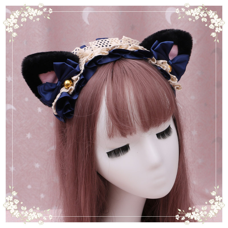 A lovely japanese Lolita hairdress, Catwoman Plush Lolita headdress, lace cat ear hair band - Image 30