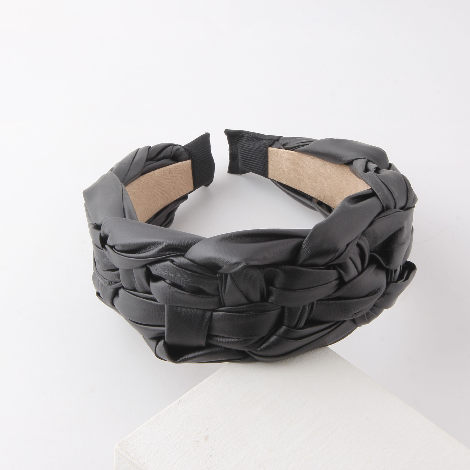 Wide Side Simplicity Woven Leather Headband Women's Leisure Street Shot Headdress