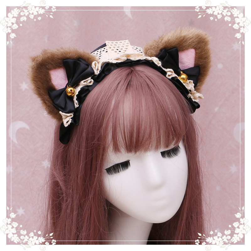 A lovely japanese Lolita hairdress, Catwoman Plush Lolita headdress, lace cat ear hair band - Image 19