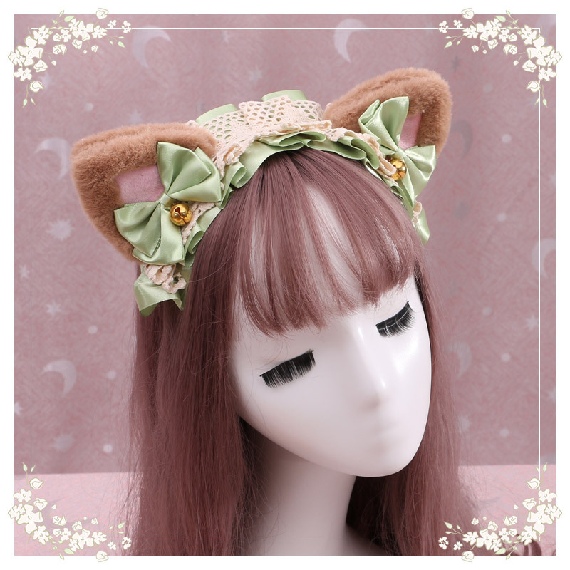 A lovely japanese Lolita hairdress, Catwoman Plush Lolita headdress, lace cat ear hair band - Image 36