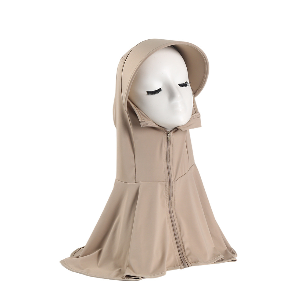 Womens Breathable, Sheer Raw-Silk Ice-Silk Sun-Protective Hooded Face MaskShoulder Cape - Image 3