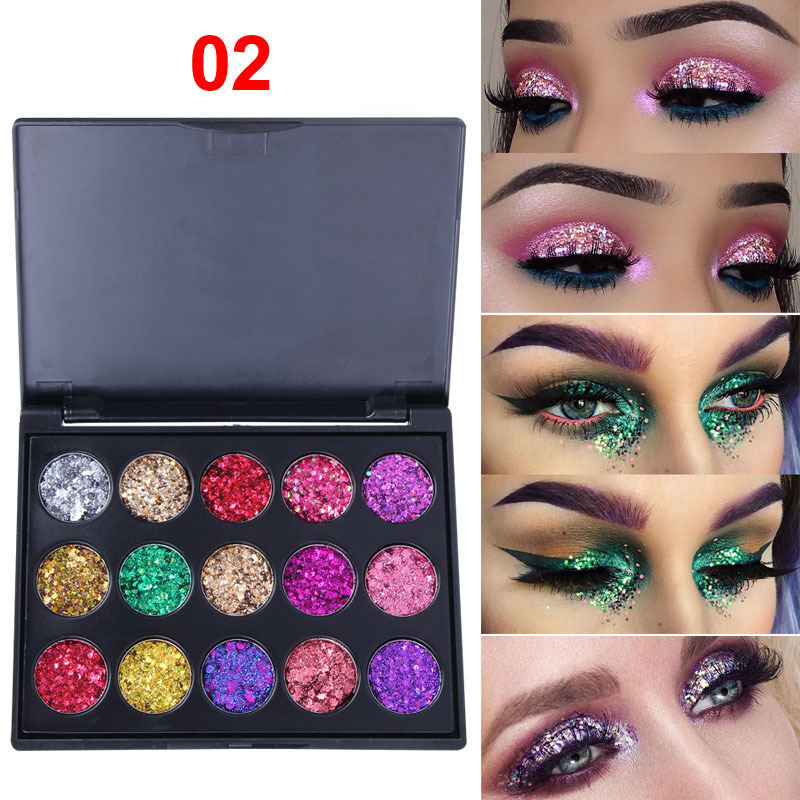 Creative 15 Colors Diamond Sequin Eyeshadow Palette - Image 2