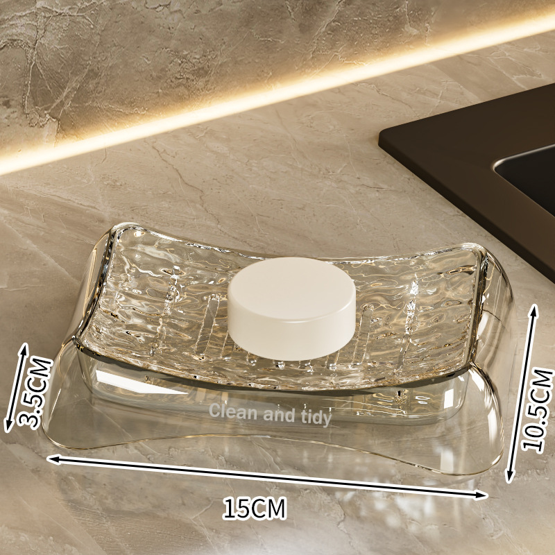 Double-layer curved soap box-clear white-PET-1 piece