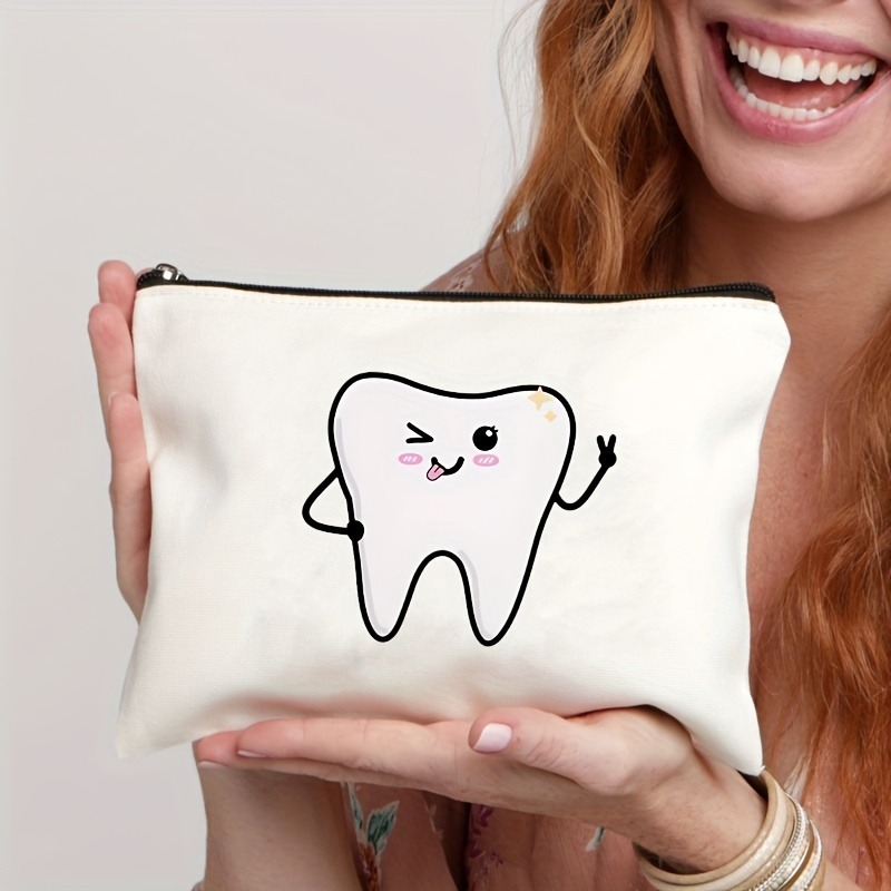 Tooth-patterned Canvas Zip Pouch For Kids Travel - Image 17