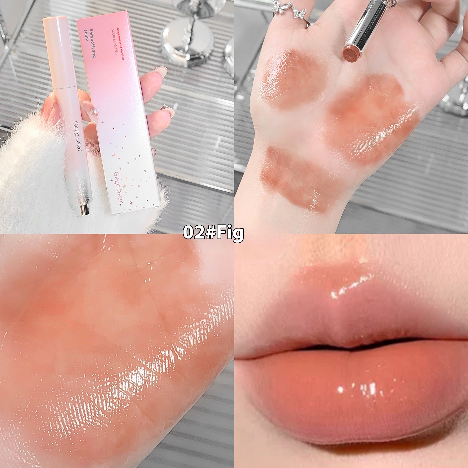 Solid Lip Gloss Water Light Mirror Press Lipstick - Image 2