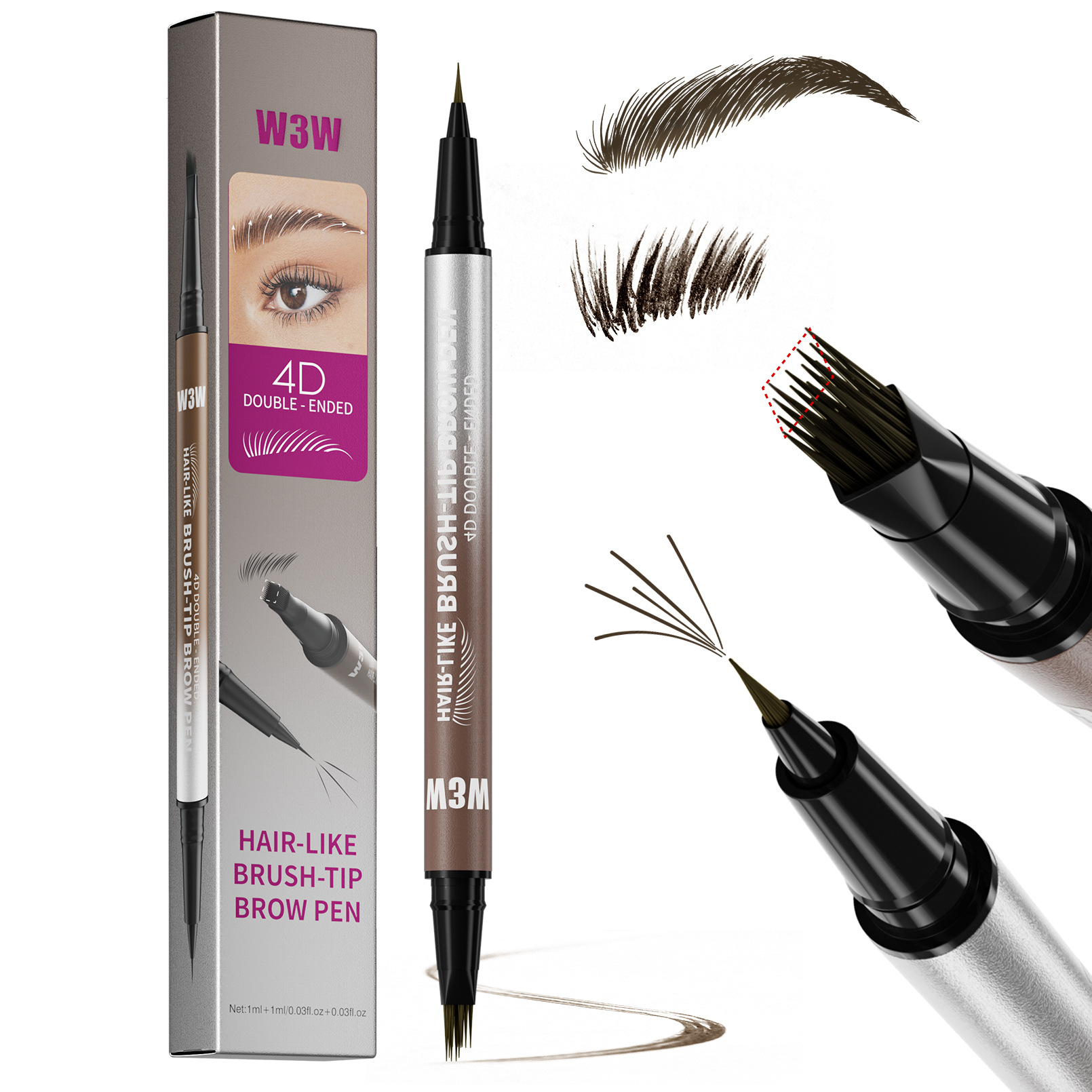 Waterproof Sweat-proof Smudge-proof Double-ended Eyebrow Pencil - Image 4