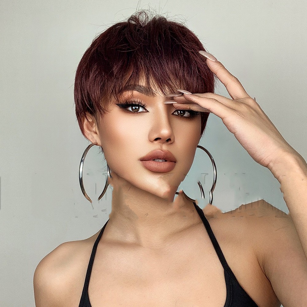 Reversed Style With Six Colors And Short Straight Hair Wig - Image 4