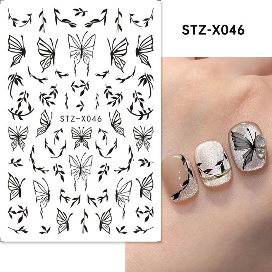Nail Art Stickers Valentines Day Black-and-white Heart French-style With Irregular Line Designs - Image 21