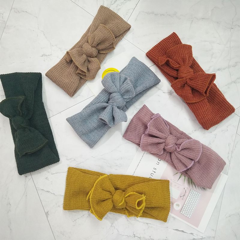 Autumn And Winter Baby Knitted Bow Headband - Image 3